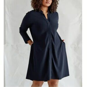 ADAY Something Borrowed Travel Snap Front Dress Navy Blue